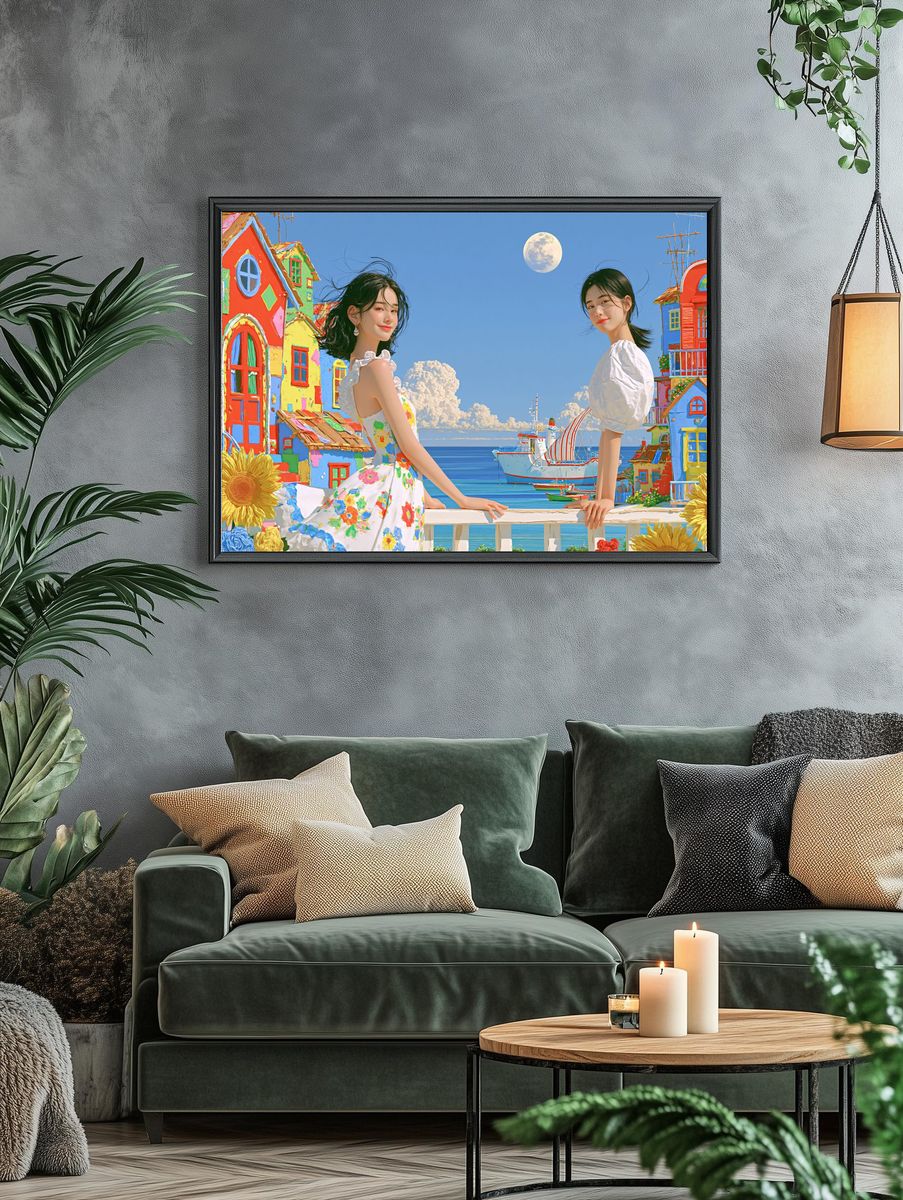 Colorful Seaside Dreamscape Poster. — room view 4