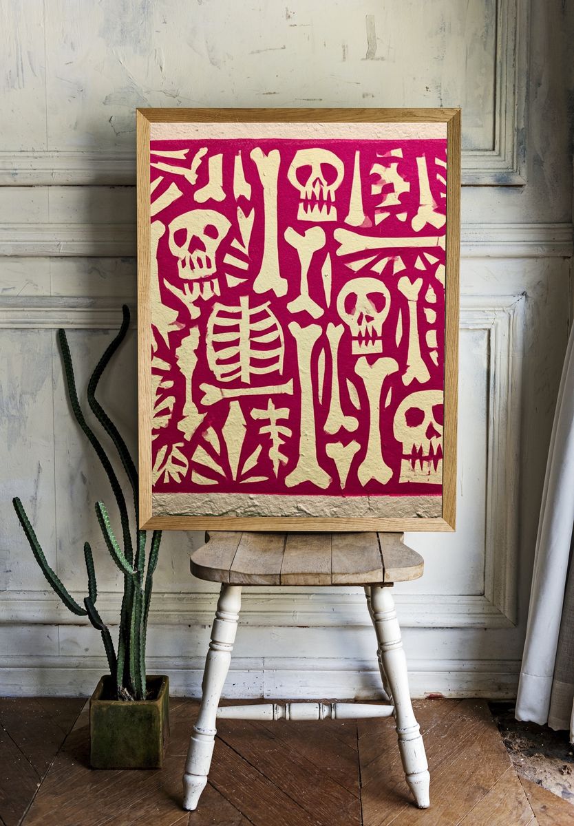 Skeleton Cutout Illustration Poster. — room view 1