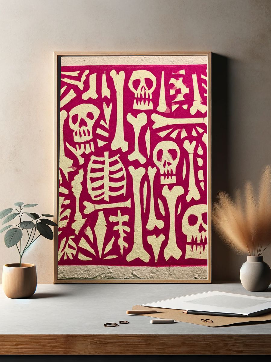 Skeleton Cutout Illustration Poster. — room view 2