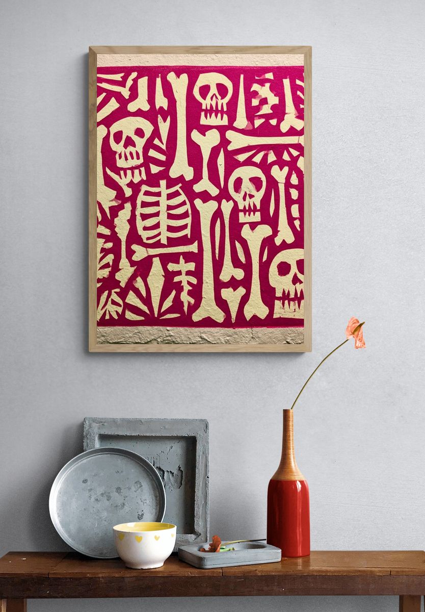 Skeleton Cutout Illustration Poster. — room view 3