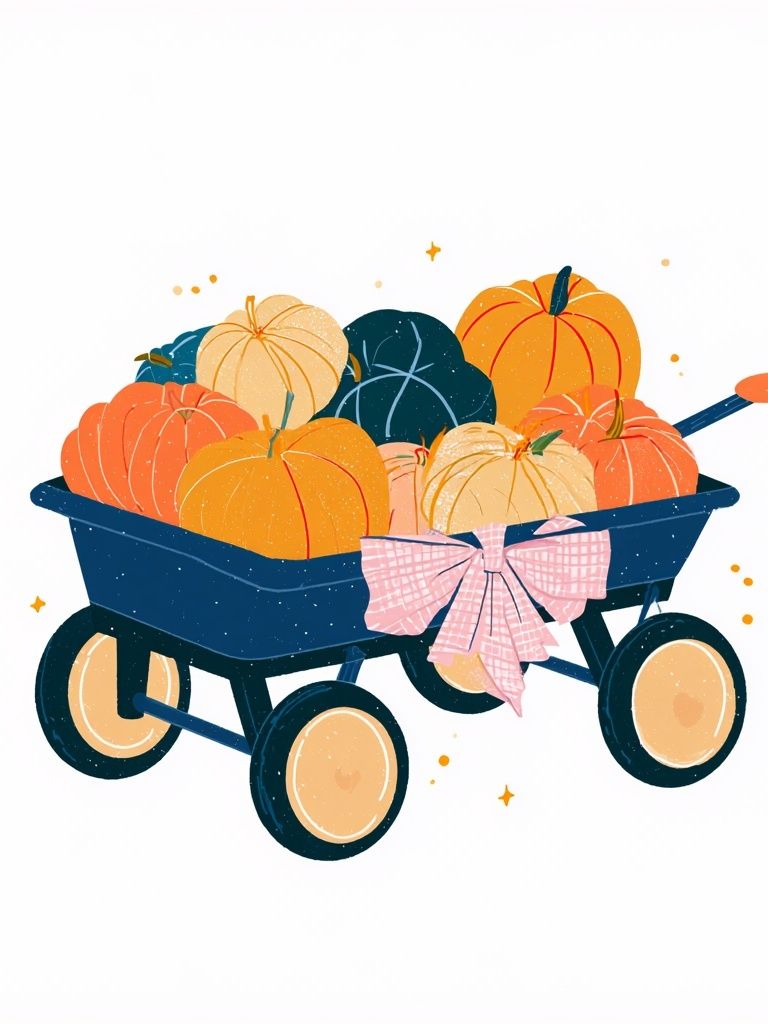 Pumpkin Wagon Illustration Poster. poster detail