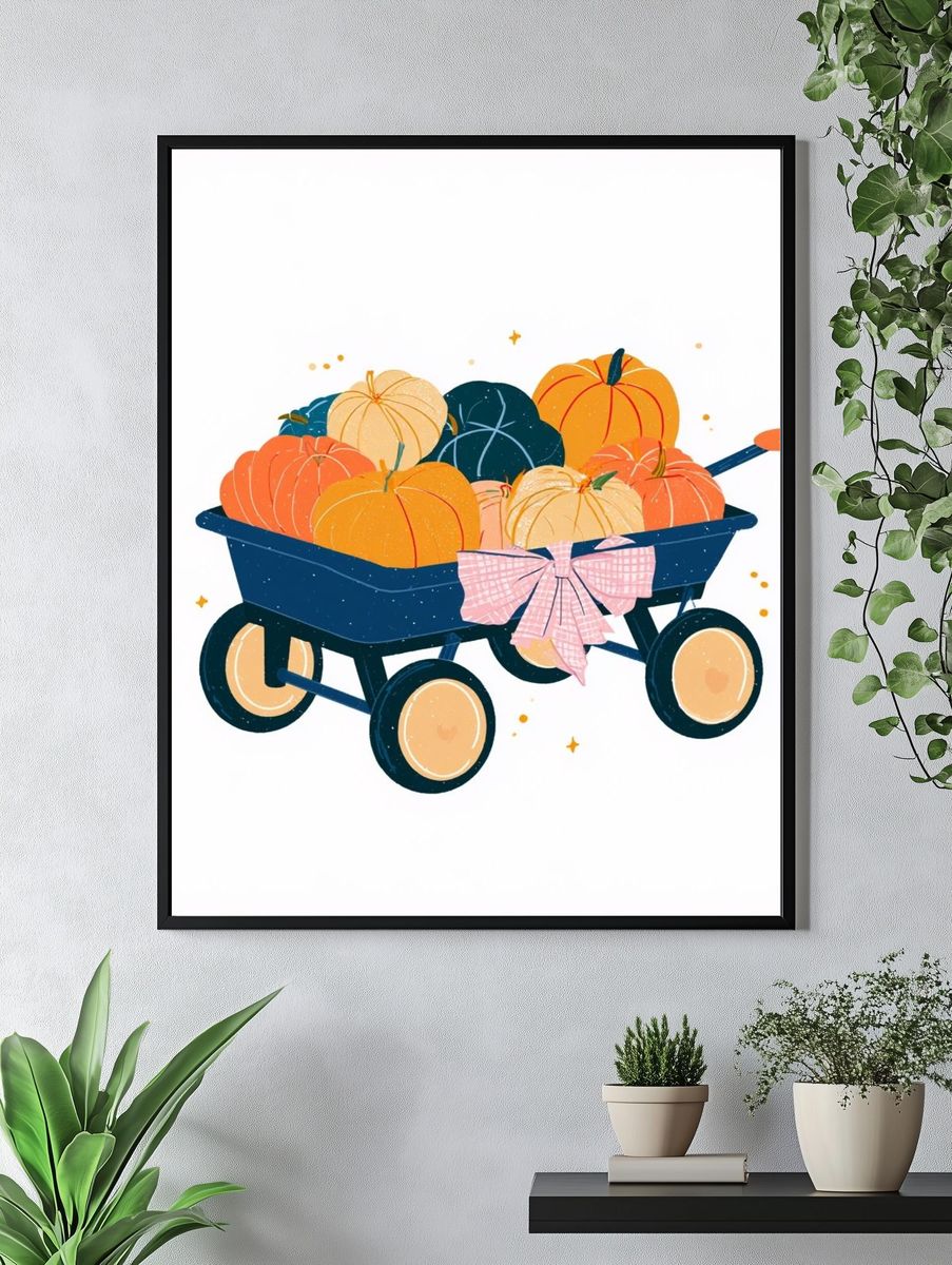 Pumpkin Wagon Illustration Poster. — room view 4