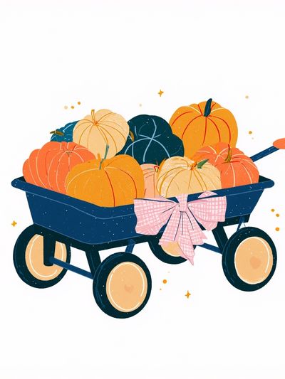 Pumpkin Wagon Illustration Poster. poster