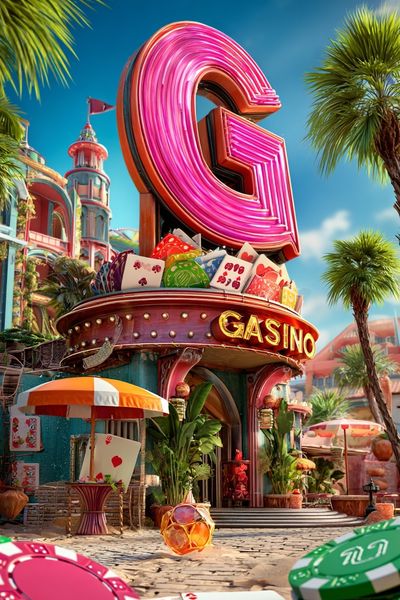 Neon Casino Paradise Illustration Poster. poster print