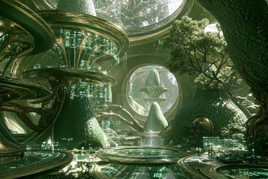 Futuristic Forest City Illustration Poster. poster — illustration art