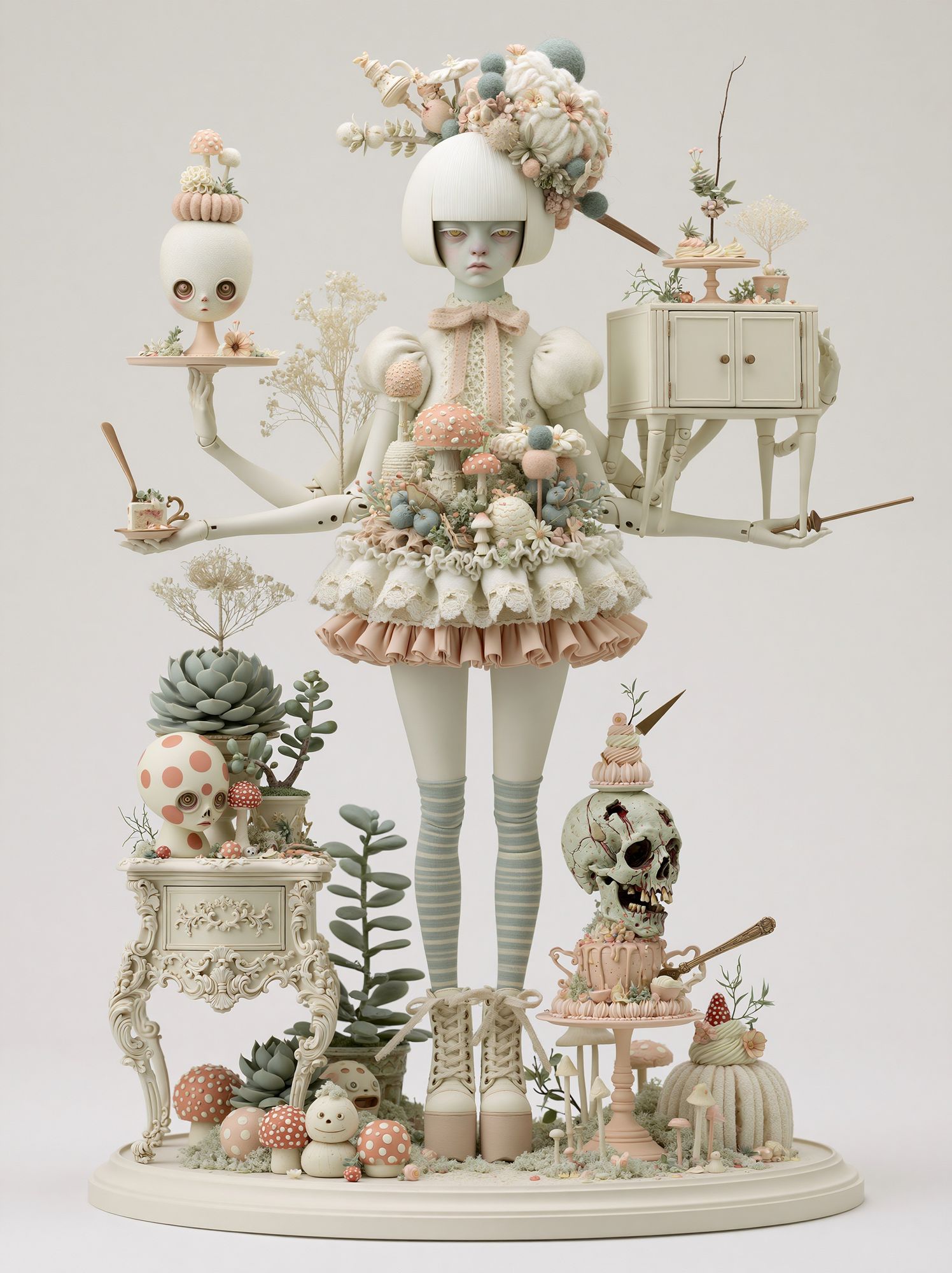 Surreal Doll Garden Illustration Poster. poster — illustration art