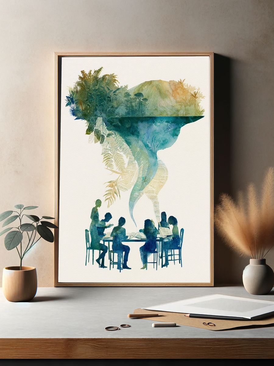 Dream Library Watercolor Poster. — room view 2