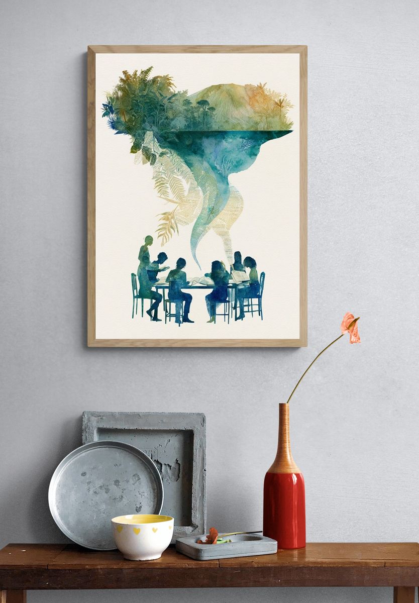 Dream Library Watercolor Poster. — room view 3
