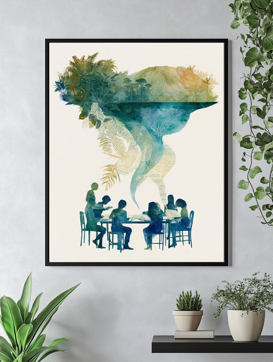 Dream Library Watercolor Poster. — room view 4