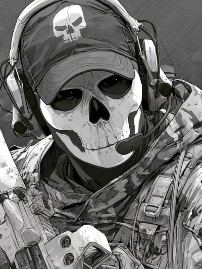 Skull Soldier Tactical Portrait Print. poster print