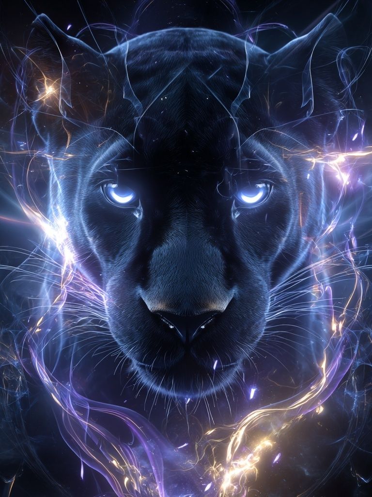 Neon Panther Digital Art Poster. poster detail