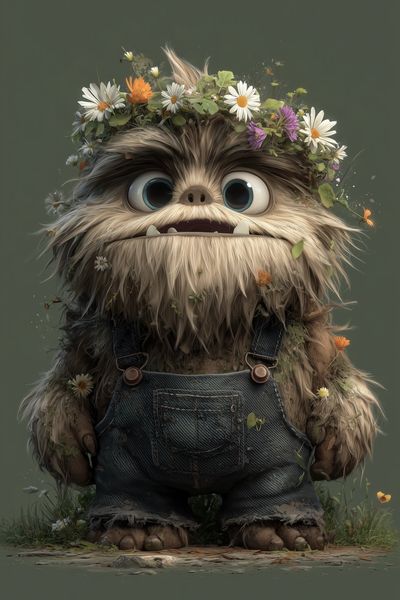 Flower Crown Creature Illustration Poster. poster
