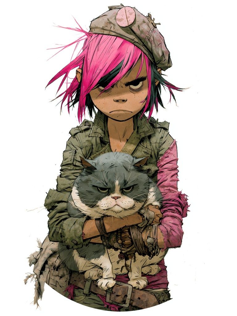 Punk Girl with Cat Illustration Poster. poster — illustration art