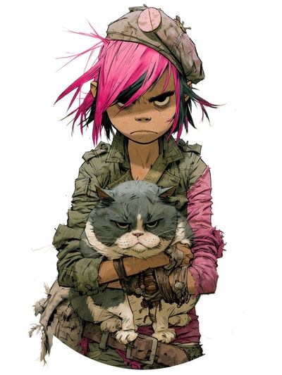 Punk Girl with Cat Illustration Poster. poster