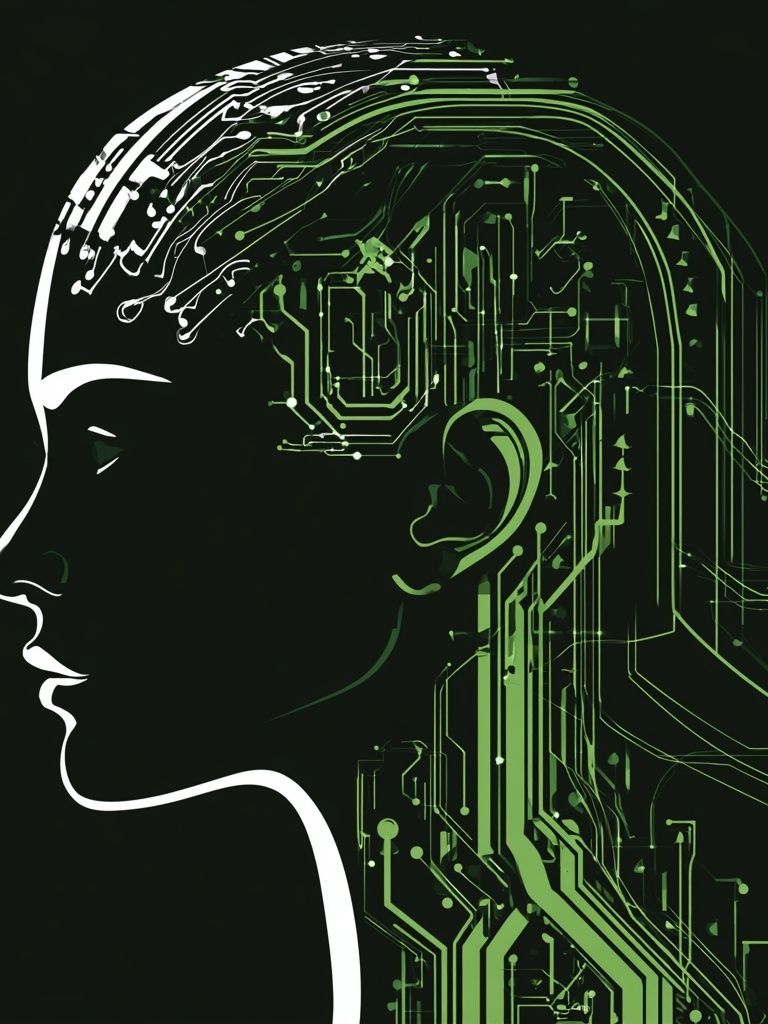 Cybernetic Profile Illustration Poster. poster — illustration art