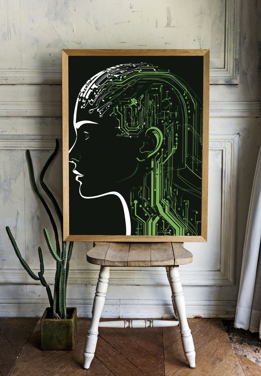 Cybernetic Profile Illustration Poster. room preview