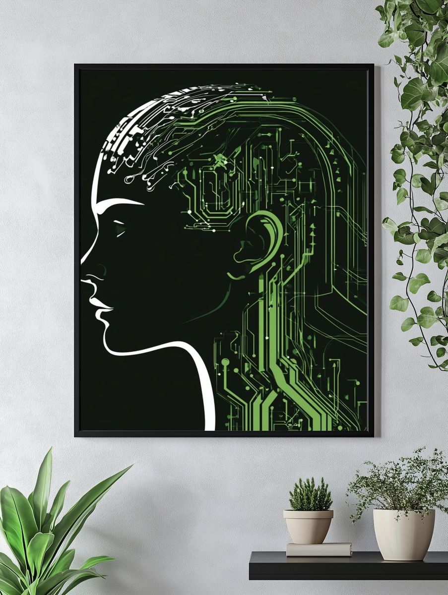 Cybernetic Profile Illustration Poster. — room view 4