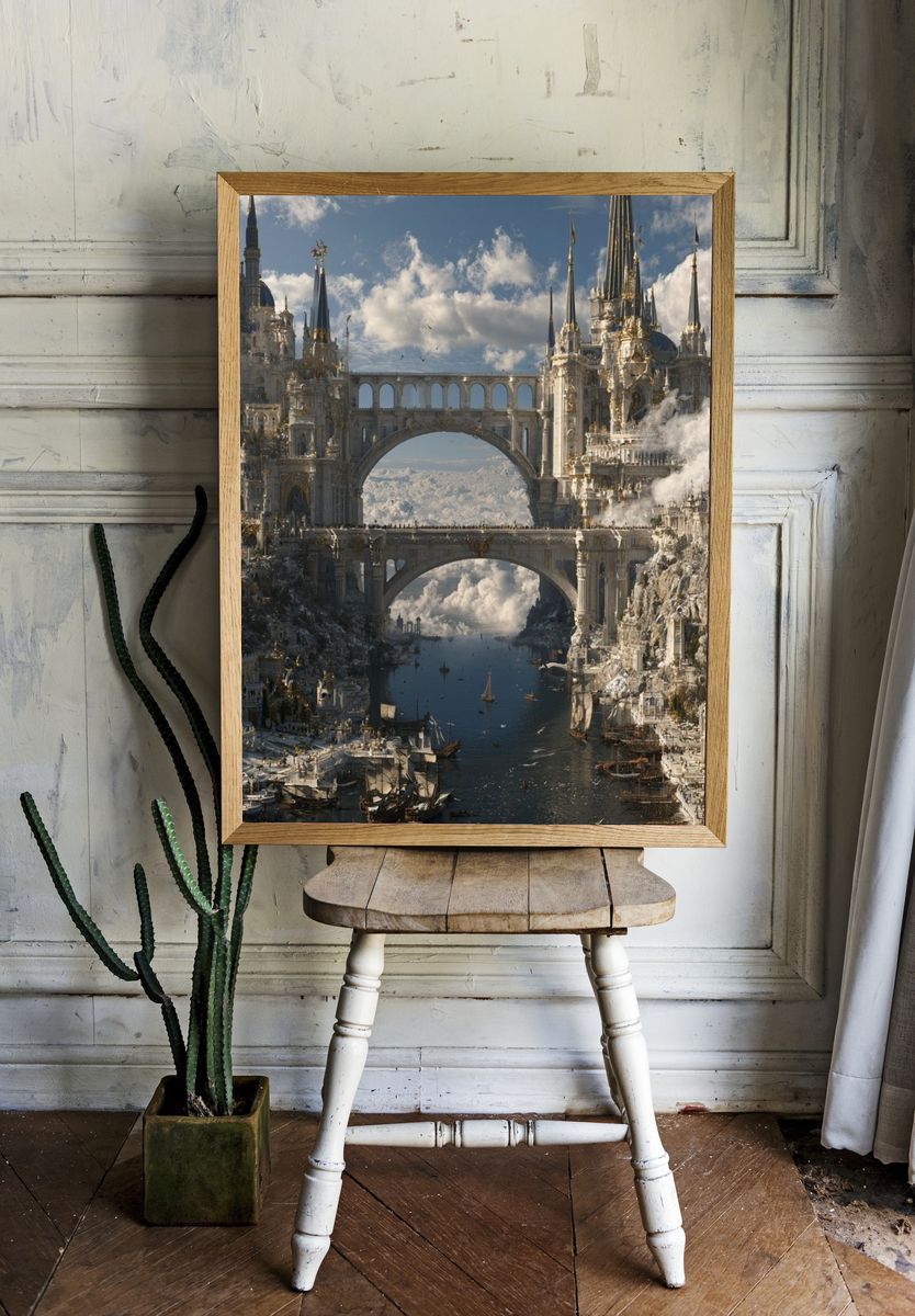 Floating Citadel Fantasy Print. — room view 1