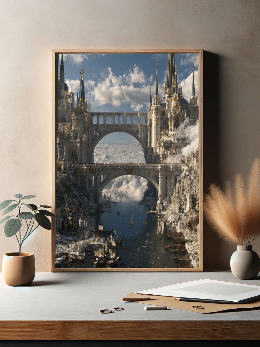 Floating Citadel Fantasy Print. — room view 2