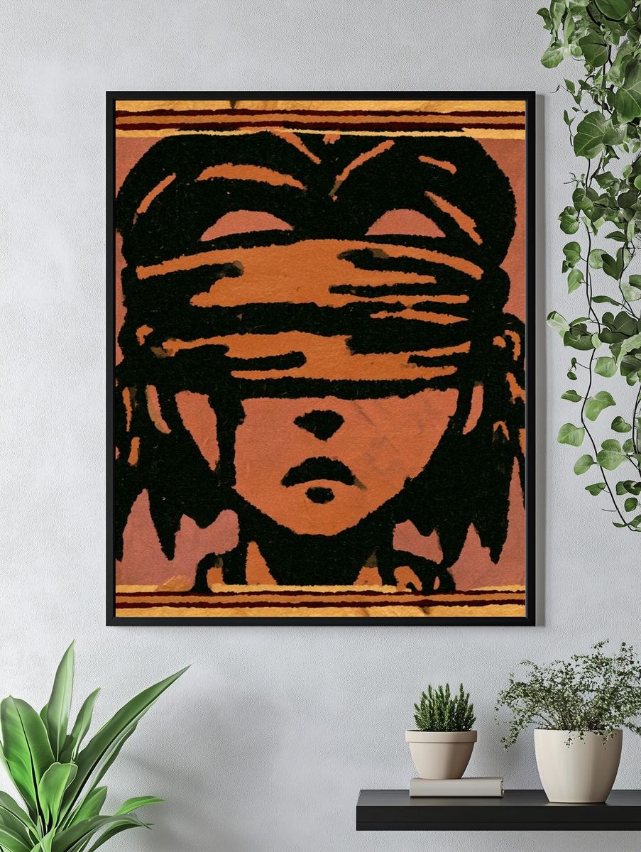 Blindfolded Portrait Illustration Poster. — room view 4