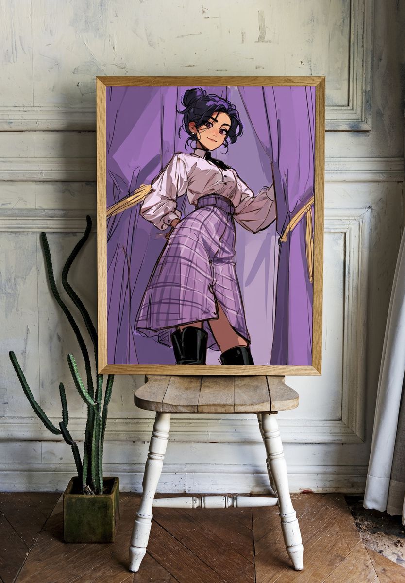 Purple Anime Fashion Poster. — room view 1