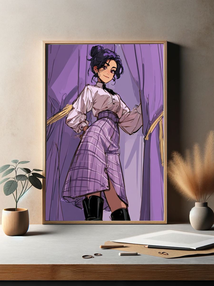 Purple Anime Fashion Poster. — room view 2