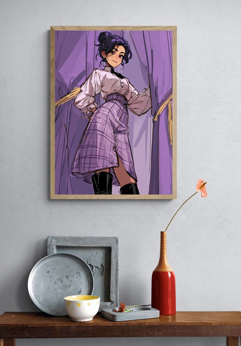 Purple Anime Fashion Poster. — room view 3