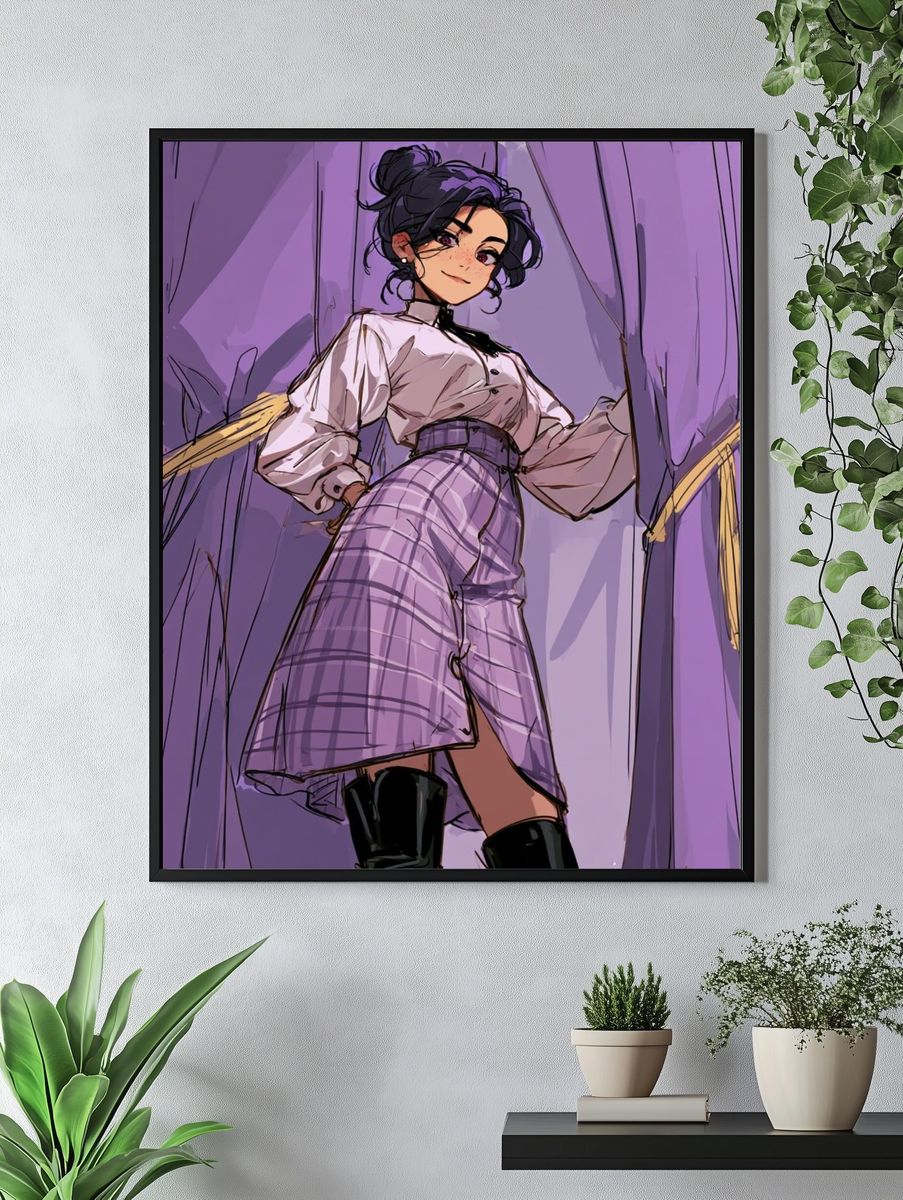 Purple Anime Fashion Poster. — room view 4