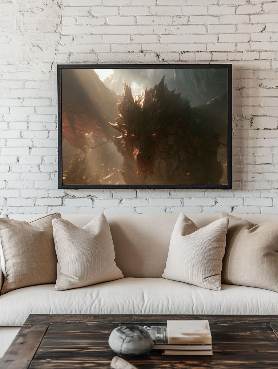 Dragon in the Ruins Illustration Poster. — room view 1