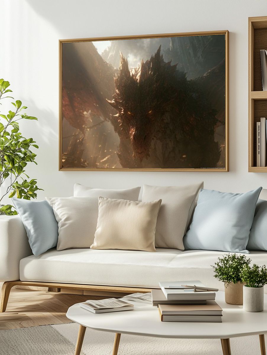 Dragon in the Ruins Illustration Poster. — room view 2
