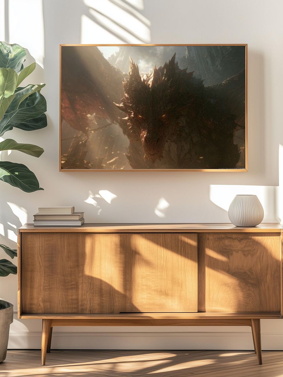 Dragon in the Ruins Illustration Poster. — room view 3