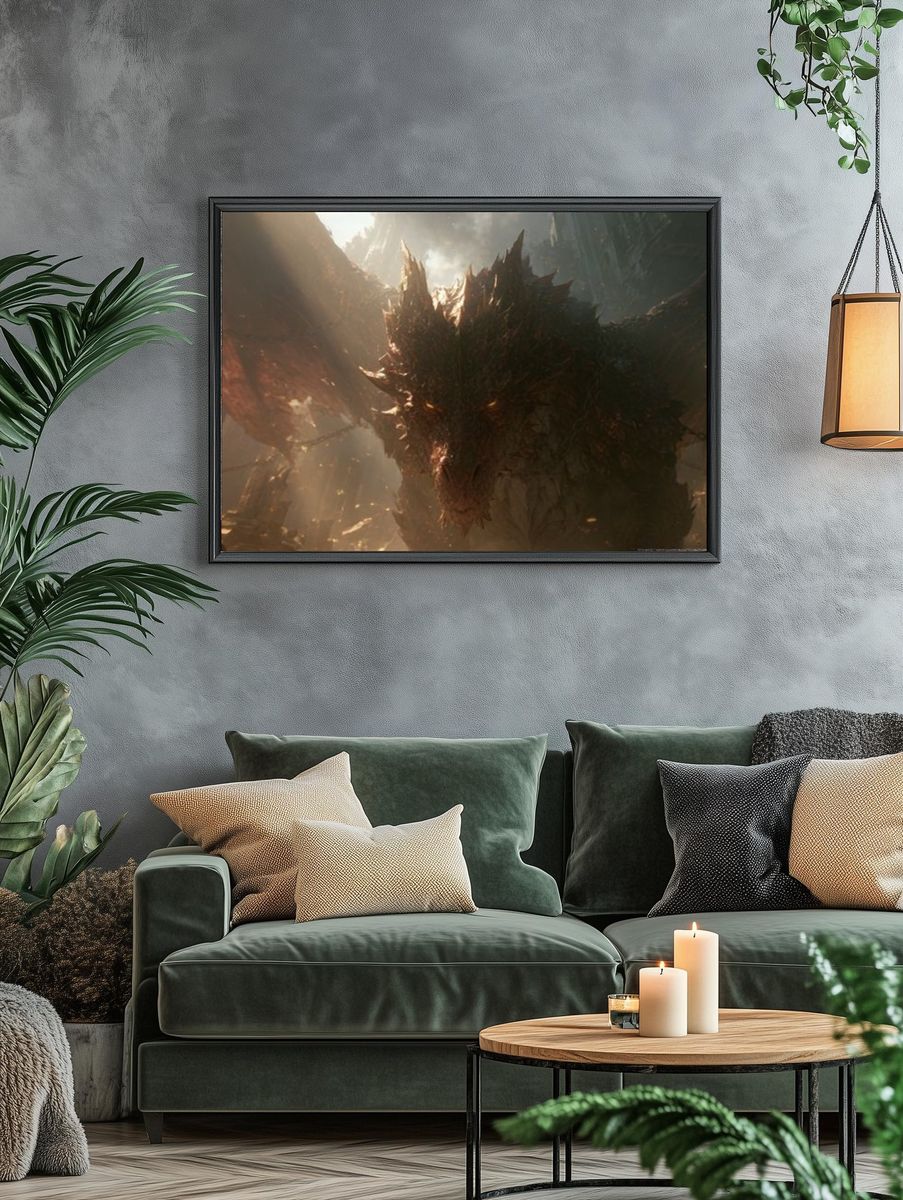 Dragon in the Ruins Illustration Poster. — room view 4