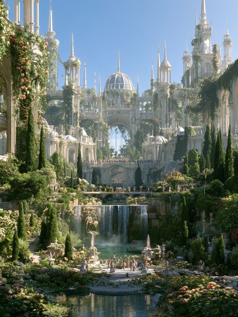 Enchanted Garden Cityscape Print. poster — illustration art