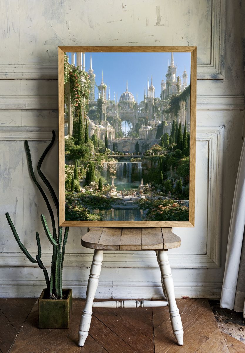 Enchanted Garden Cityscape Print. room preview