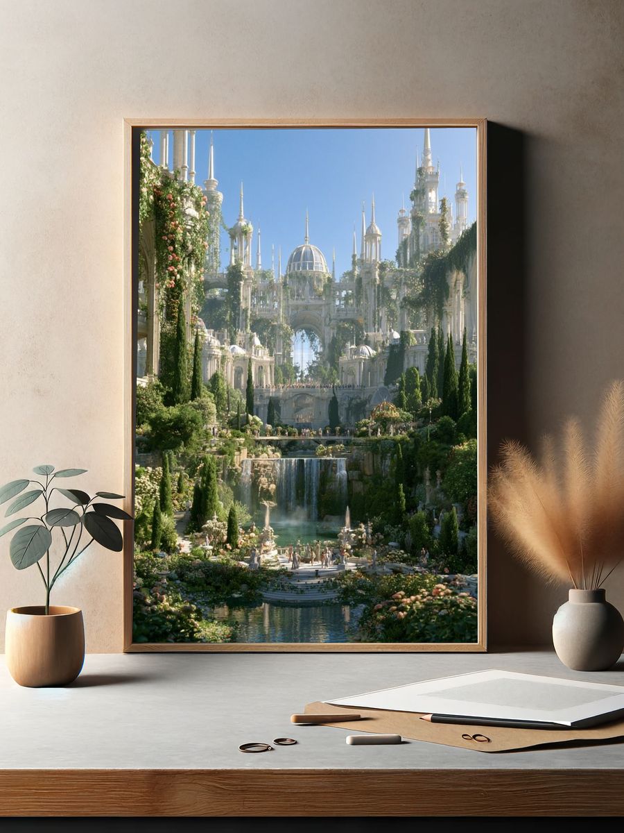 Enchanted Garden Cityscape Print. — room view 2