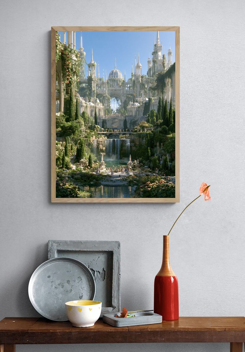 Enchanted Garden Cityscape Print. — room view 3
