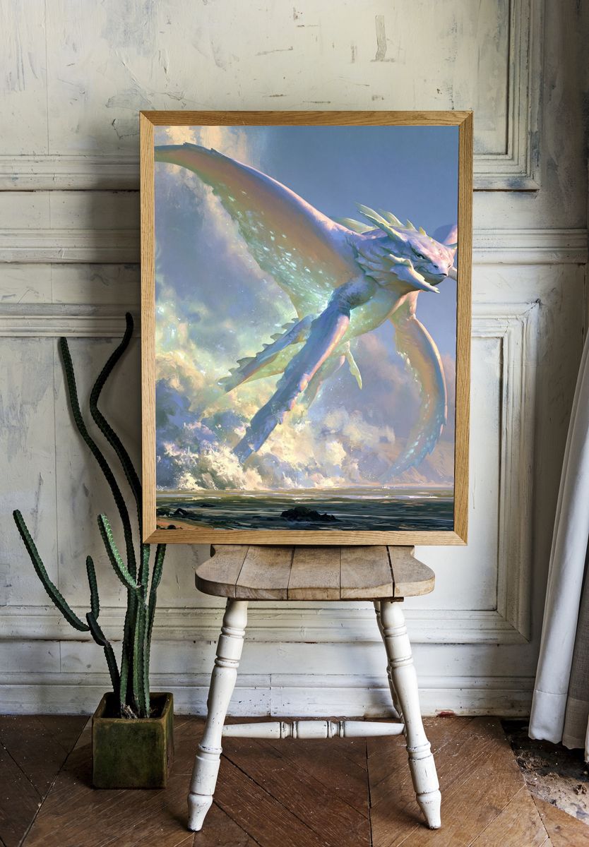 Sky Serpent Fantasy Print. room preview