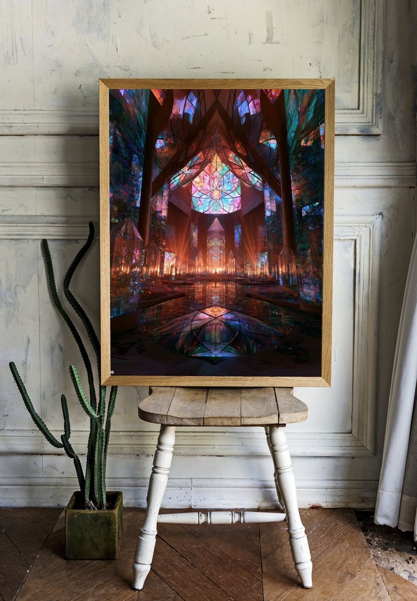 Stained Glass Cathedral Abstract Print. — room view 1