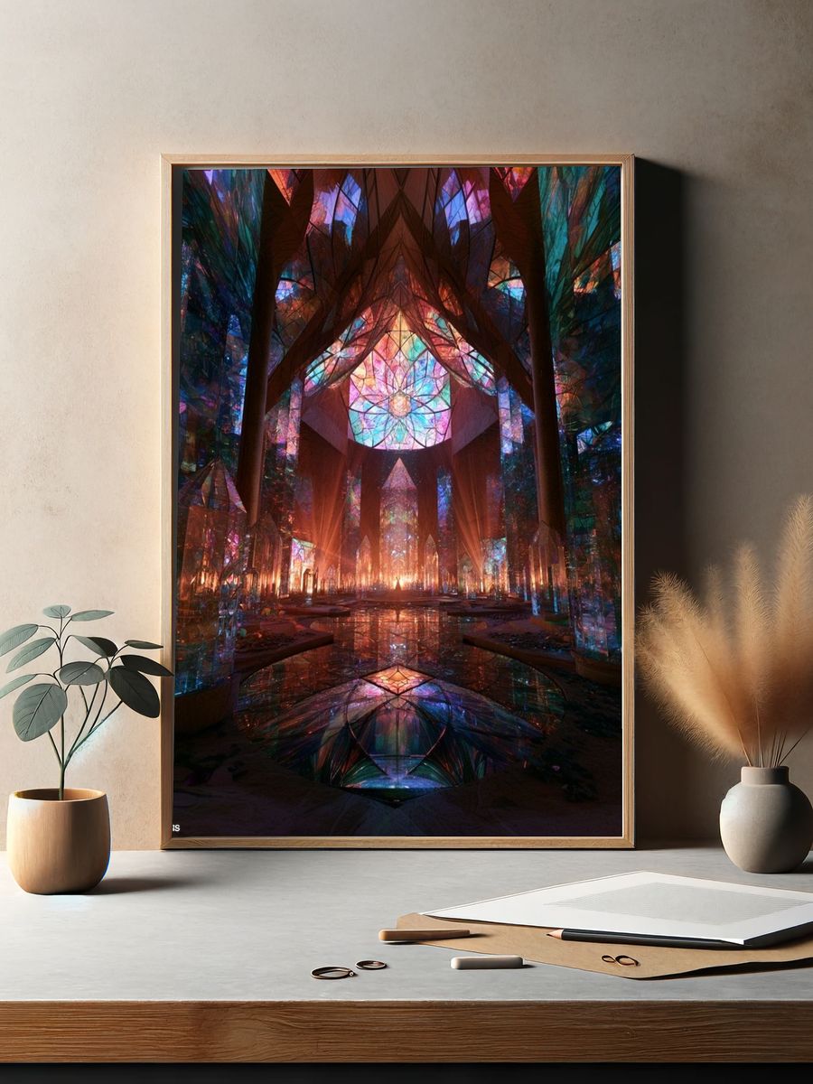 Stained Glass Cathedral Abstract Print. — room view 2