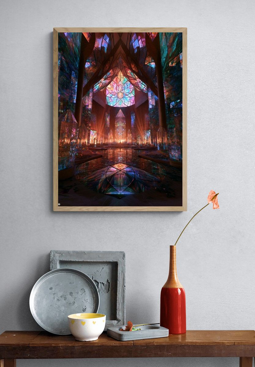 Stained Glass Cathedral Abstract Print. — room view 3