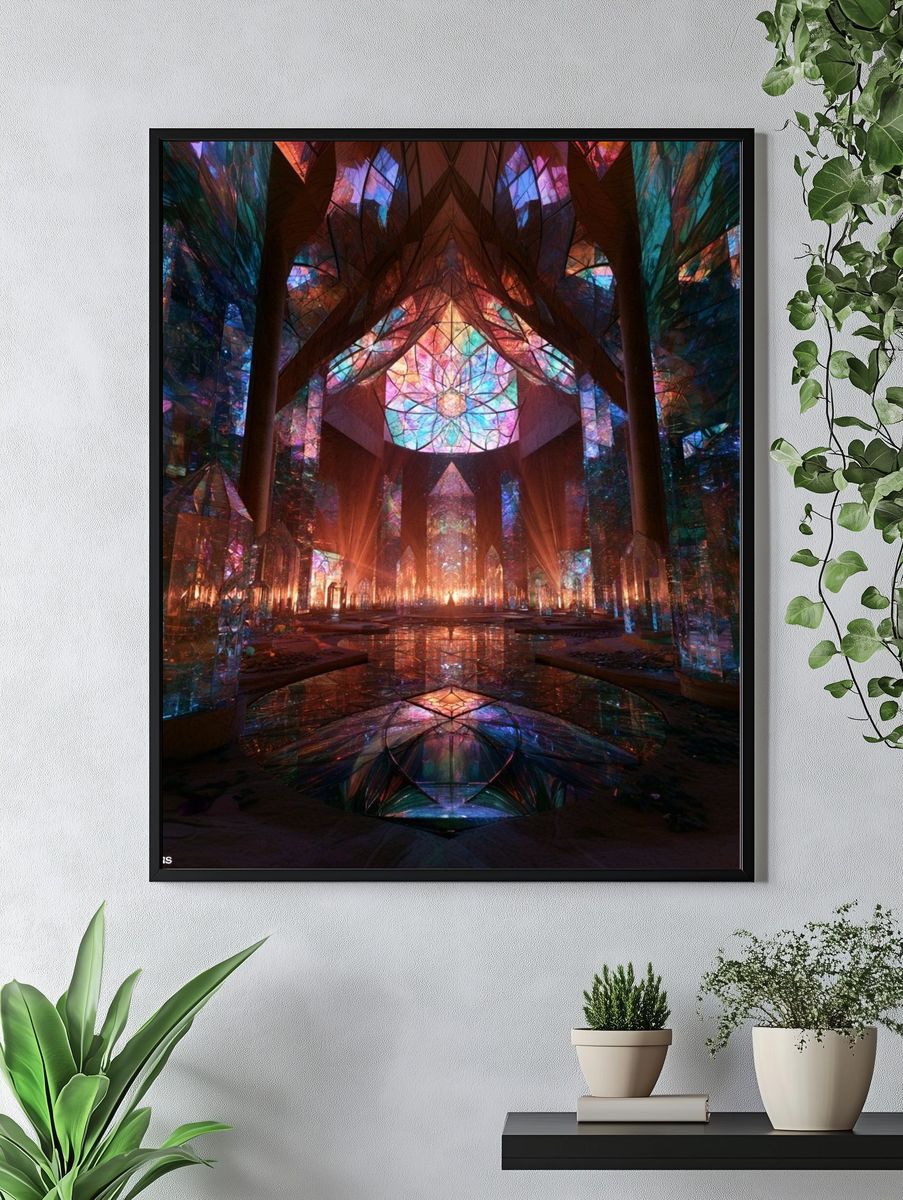 Stained Glass Cathedral Abstract Print. — room view 4