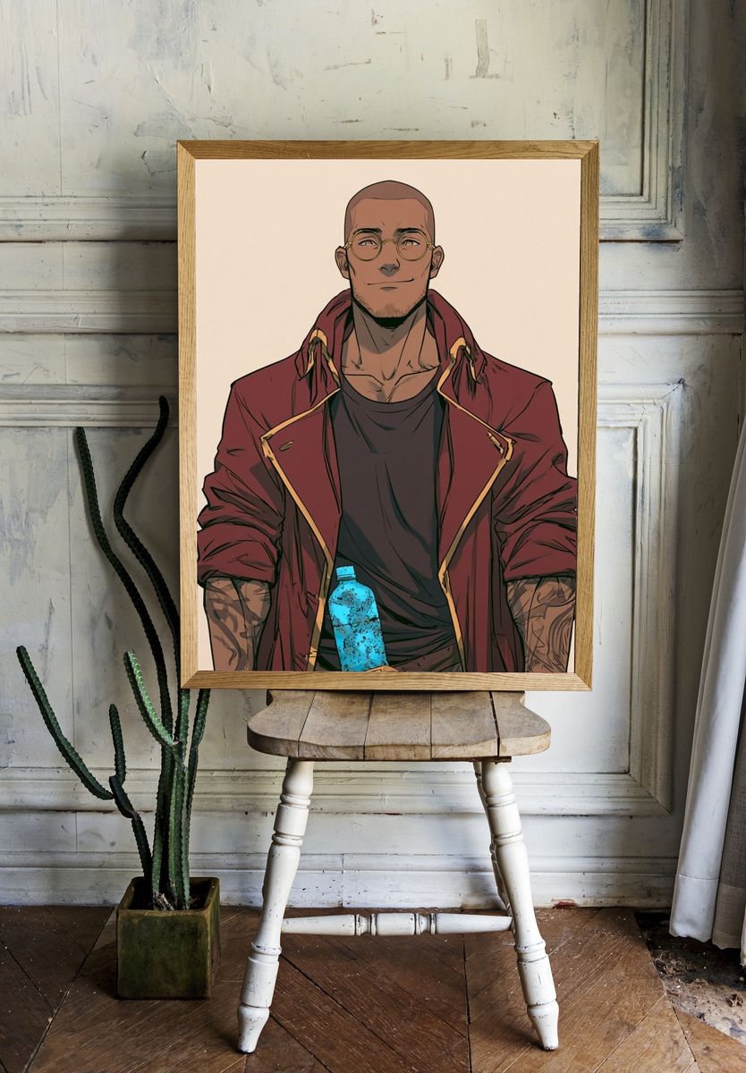 Stylish Man Portrait Illustration Poster. — room view 1