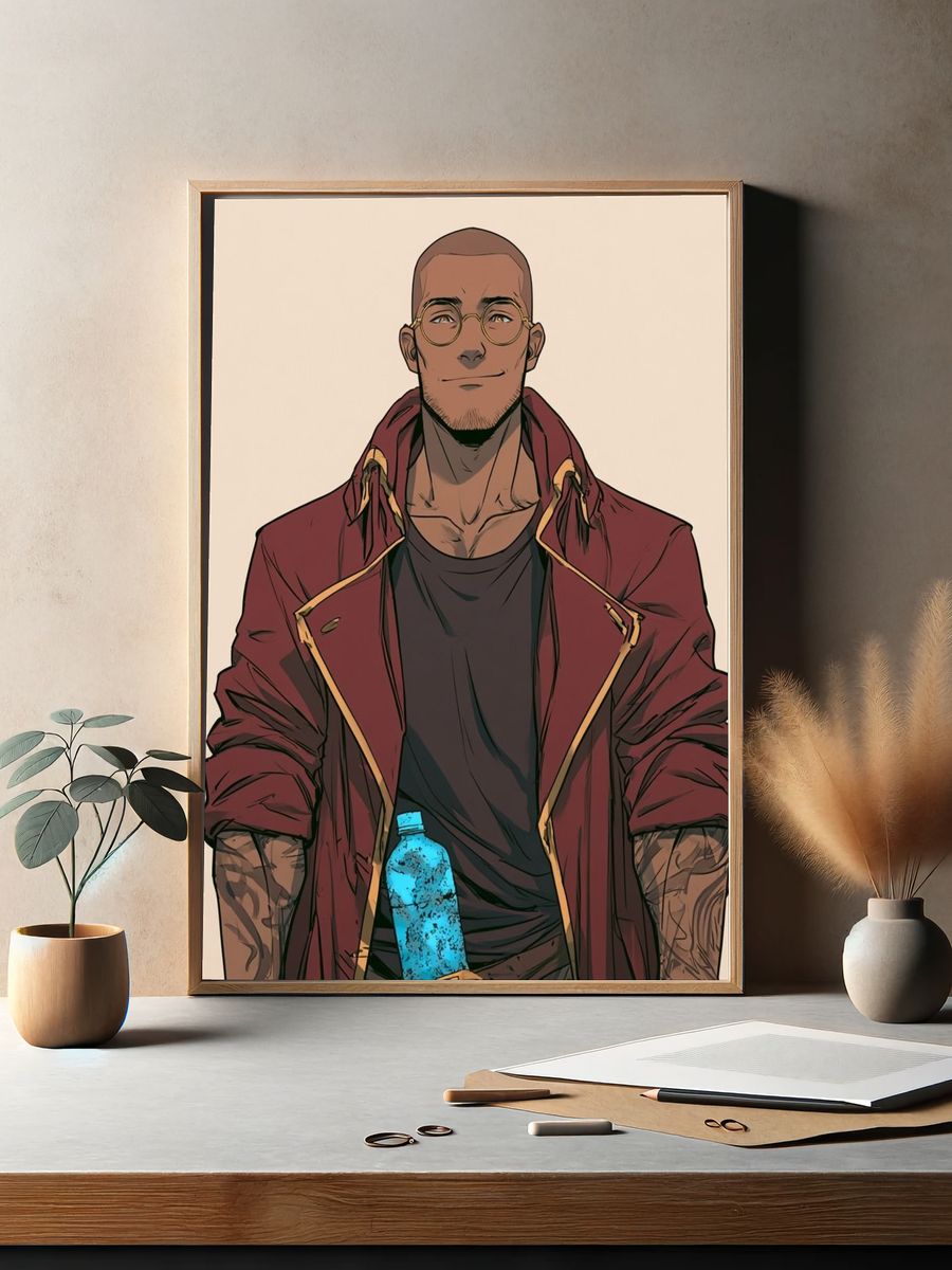 Stylish Man Portrait Illustration Poster. — room view 2