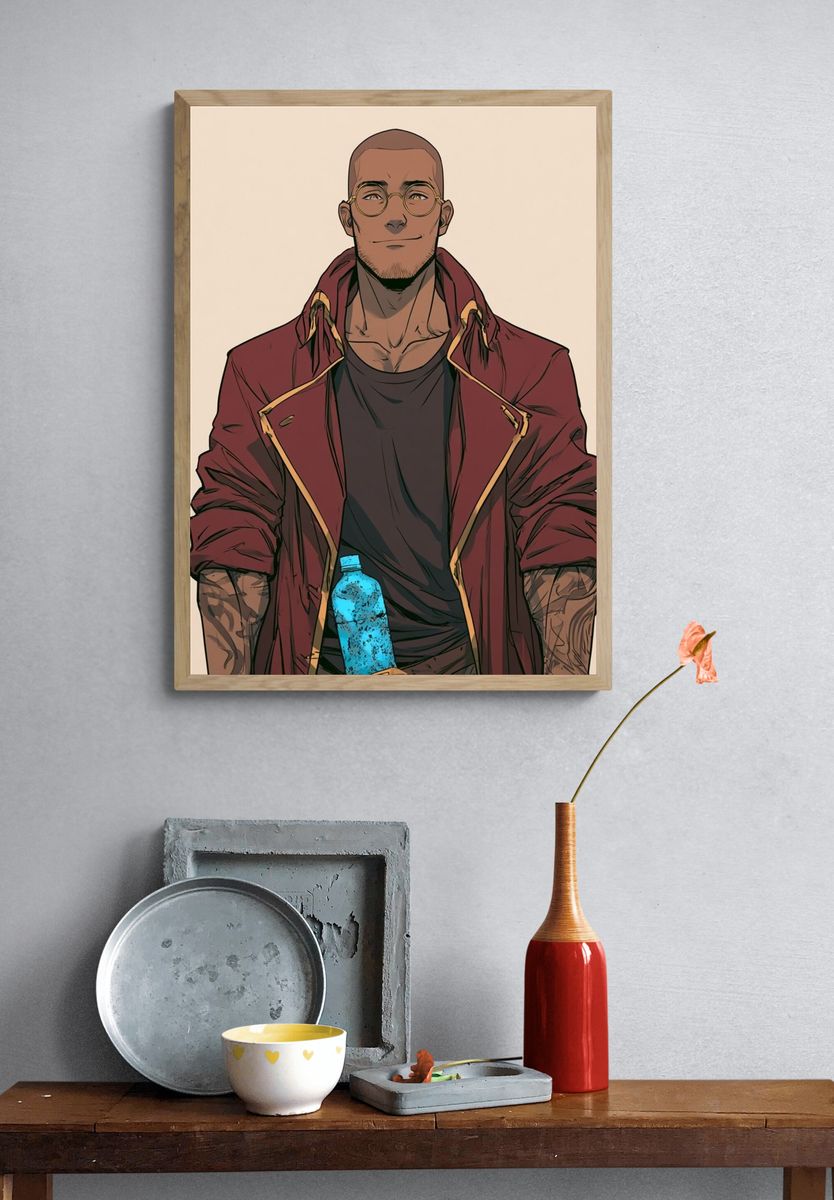 Stylish Man Portrait Illustration Poster. — room view 3