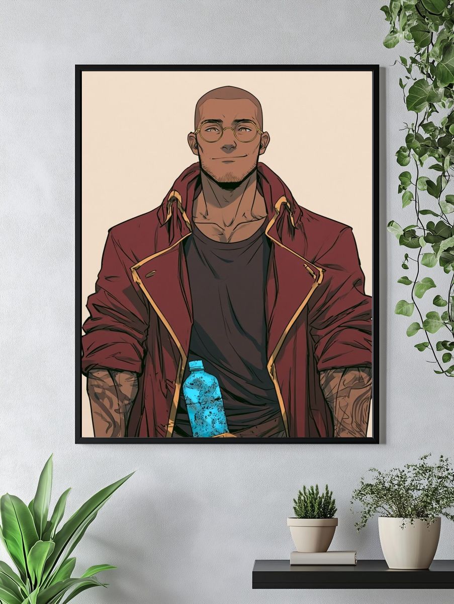 Stylish Man Portrait Illustration Poster. — room view 4