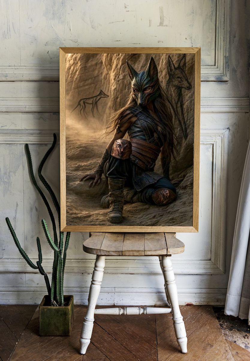 Wolf Warrior Fantasy Illustration Poster. room preview
