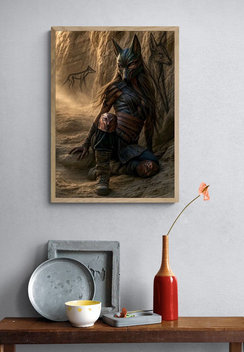 Wolf Warrior Fantasy Illustration Poster. — room view 3