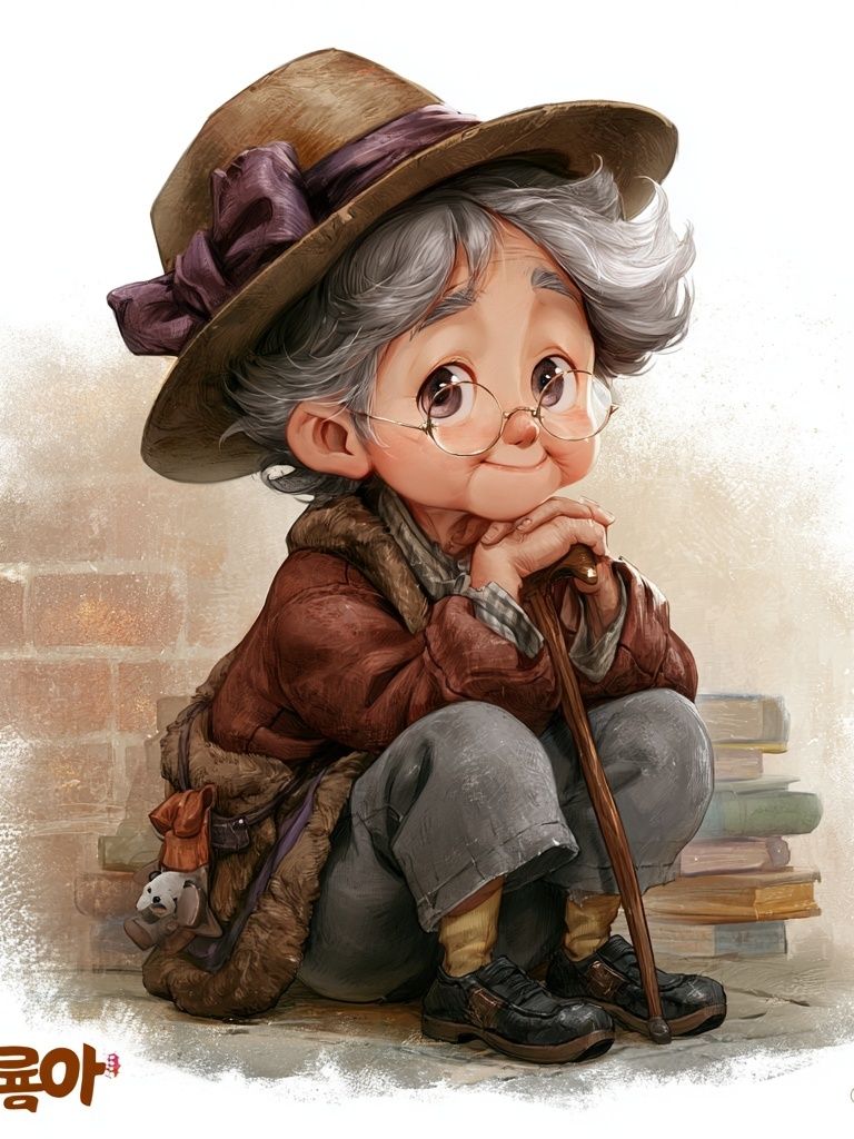 Elderly Character Illustration Poster. poster detail