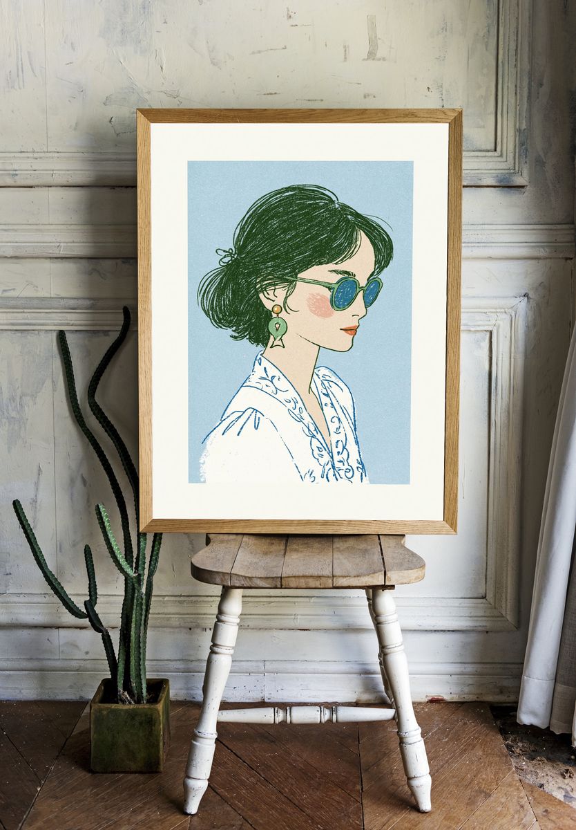 Woman in Sunglasses Illustration Poster. room preview