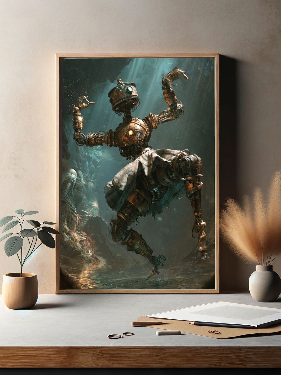 Steampunk Dancer Digital Art Poster. — room view 2
